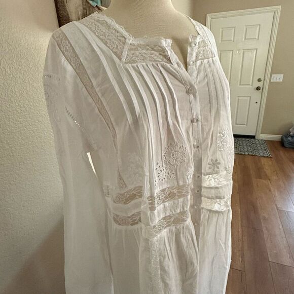NWT Free People Womens Button Front Long Sleeve Keepsake Maxi Top Ivory Medium - Picture 9 of 13